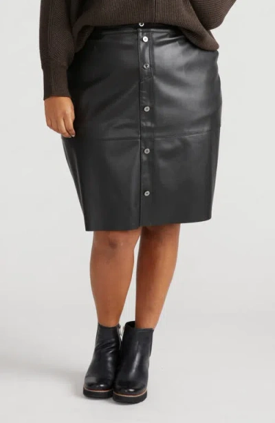 Universal Standard Marley Faux Leather Midi Pencil Skirt In Black