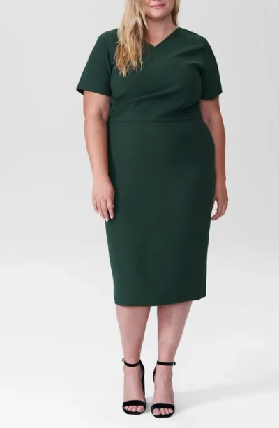Universal Standard Mary Double Luxe Midi Dress In Forest Green