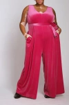 Universal Standard Midnight Velvet Jumpsuit In Cerise