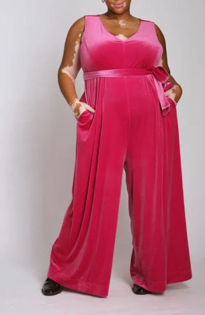 Universal Standard Midnight Velvet Jumpsuit In Cerise
