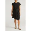 Universal Standard Misa Tie Waist Cotton & Linen Jersey Dress In Black