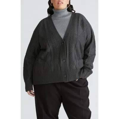 Universal Standard Mixed Cable Stitch Cardigan In Graphite