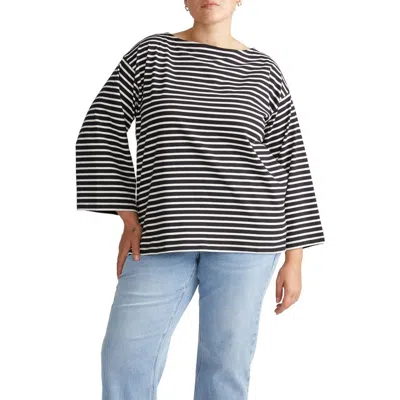 Universal Standard Montauk Breton Stripe Top In Black