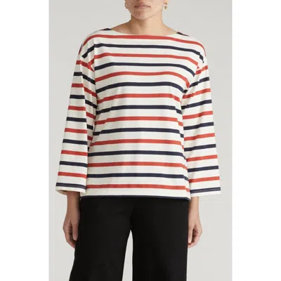 Universal Standard Montauk Breton Stripe Top In White