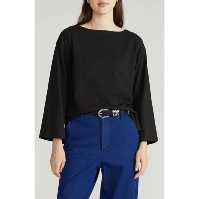 Universal Standard Montauk Breton Stripe Top In Black