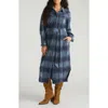 Universal Standard Morgan Long Sleeve Stretch Flannel Midi Shirtdress In Blue