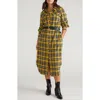 Universal Standard Morgan Long Sleeve Stretch Flannel Midi Shirtdress In Multi