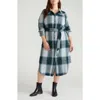 Universal Standard Morgan Long Sleeve Stretch Flannel Midi Shirtdress In Multi
