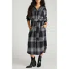 Universal Standard Morgan Long Sleeve Stretch Flannel Midi Shirtdress In Multi