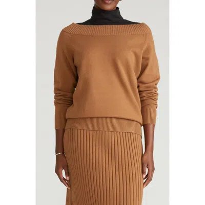 Universal Standard Noomi Boat Neck Sweater In Camel