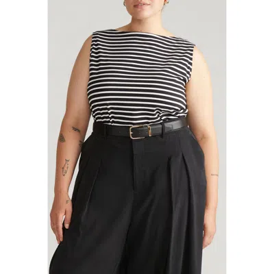 Universal Standard Noyack Breton Stripe Tank In Black