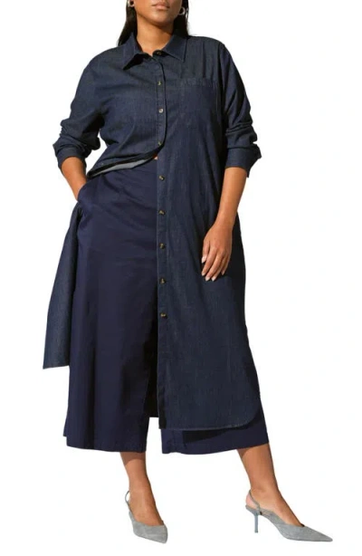 Universal Standard Odeon Long Sleeve Chambray Shirtdress In Blue
