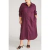 Universal Standard Odeon Long Sleeve Stretch Linen Blend Shirtdress In Purple