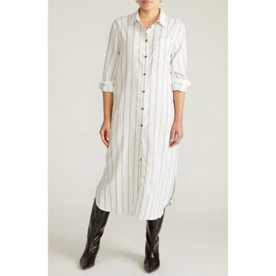 Universal Standard Odeon Long Sleeve Stretch Linen Blend Shirtdress In White