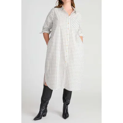 Universal Standard Odeon Long Sleeve Stretch Poplin Midi Shirtdress In White