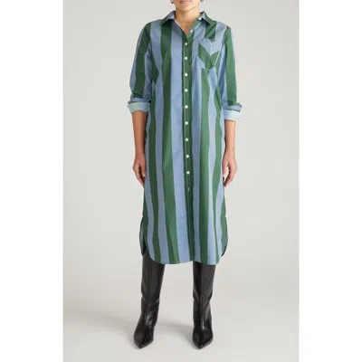 Universal Standard Odeon Long Sleeve Stretch Poplinn Midi Shirtdress In Multi