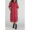 Universal Standard Odeon Stretch Poplin Shirtdress In Red/white Stripe