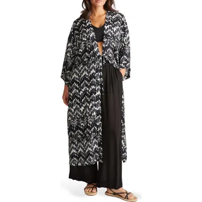 Universal Standard Paint Print Cover-up Duster In Blue