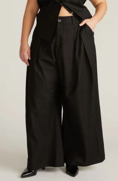 Universal Standard Palais Linen Blend Beach Pants In Black