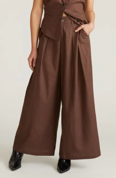 Universal Standard Palais Linen Blend Beach Pants In Brown