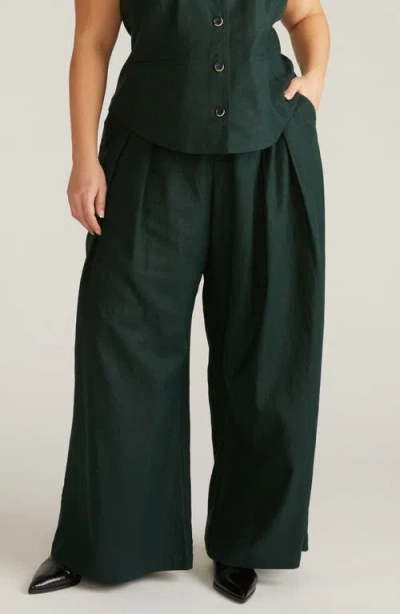 Universal Standard Palais Linen Blend Beach Pants In Green