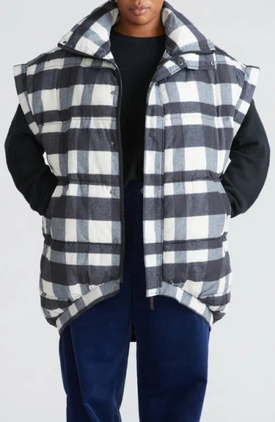 Universal Standard Paparazzi Puffer Vest In Black/white Plaid