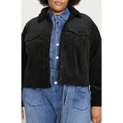 Universal Standard Parker Teddy Lined Stretch Corduroy Jacket In Black