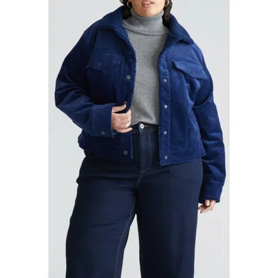 Universal Standard Parker Teddy Lined Stretch Corduroy Jacket In Ocean Cavern