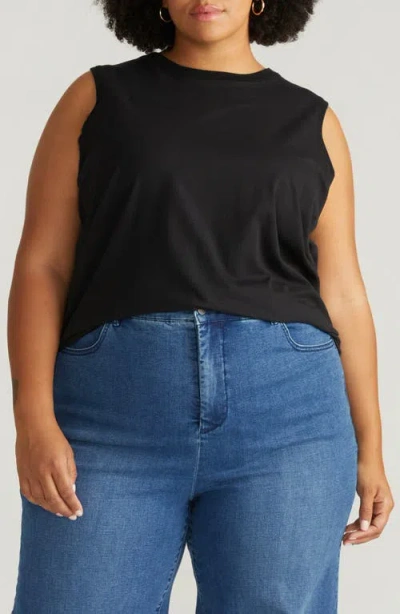 Universal Standard Patti Cotton Muscle Tank In Black