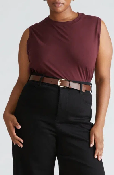 Universal Standard Patti Cotton Muscle Tank In Burgundy
