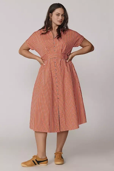 Universal Standard Plus Cotton Poplin Midi Shirtdress In Multicolor