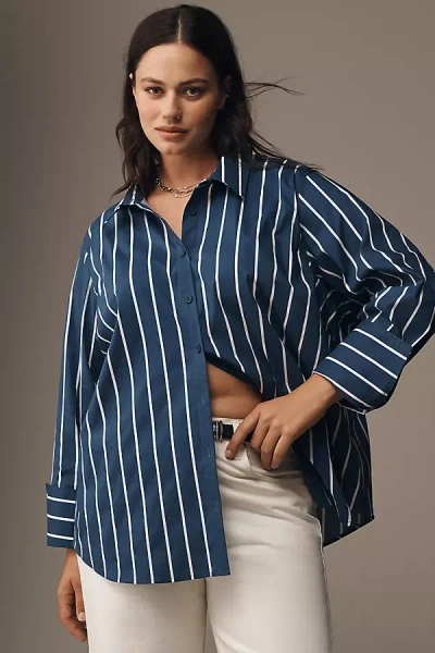 Universal Standard Plus Henning X Us Madison Buttondown Shirt In Blue