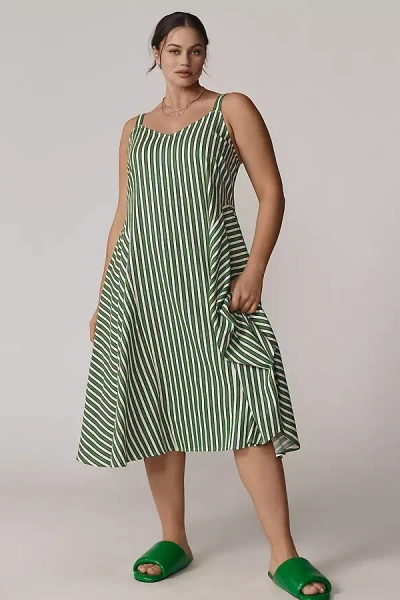 Universal Standard Plus Linen Blend Striped Midi Dress In Multicolor