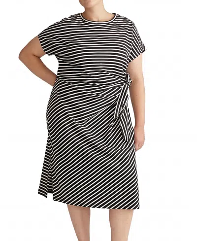 Universal Standard Plus Size Crescent Breton Stripe Knot Dress In Black