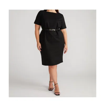 Universal Standard Plus Size Envelope Neck Ponte Dress In Black