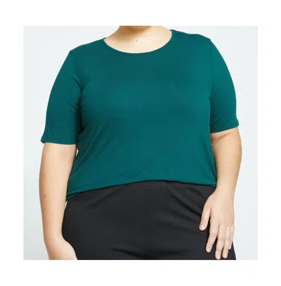 Universal Standard Plus Size Lily Liquid Jersey Crew Neck Stovepipe Tee In Forest Green