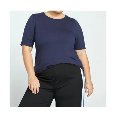Universal Standard Plus Size Lily Liquid Jersey Crew Neck Stovepipe Tee In Midnight