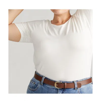 Universal Standard Plus Size Lily Liquid Jersey Crew Neck Stovepipe Tee In White