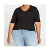 Universal Standard Plus Size Lily Liquid Jersey V-neck Stovepipe Tee In Black