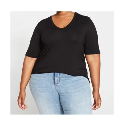 Universal Standard Plus Size Lily Liquid Jersey V-neck Stovepipe Tee In Black