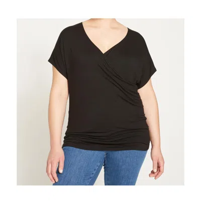 Universal Standard Plus Size Liquid Jersey Two-way Short Sleeve Cross Top In Black