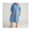 Universal Standard Plus Size Odeon Stretch Cotton Chambray Shirtdress In Cove Blue