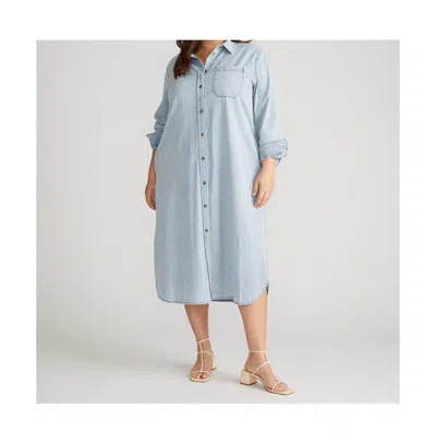 UNIVERSAL STANDARD WOMEN'S ODEON STRETCH COTTON CHAMBRAY SHIRTDRESS