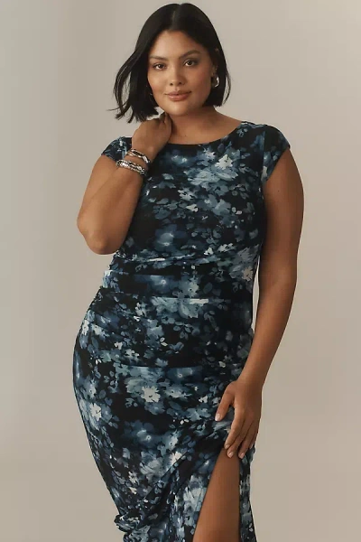 Universal Standard Plus Sleeveless Mesh Midi Dress In Blue