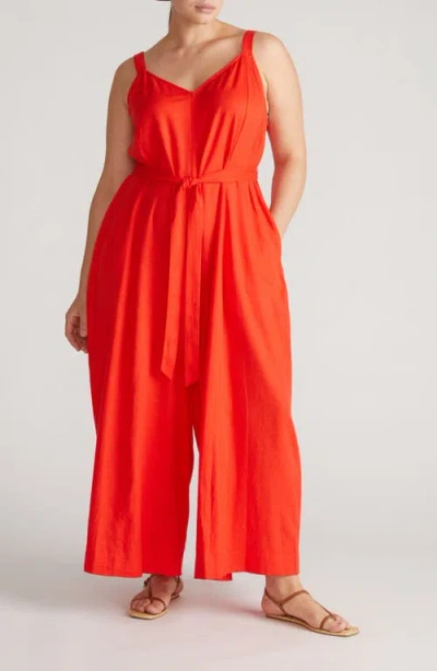 Universal Standard Promenade Sleeveless Linen Blend Jumpsuit In Multi