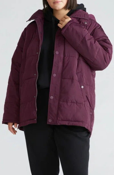 Universal Standard Rainier Short Hooded Puffer Jacket In Acai