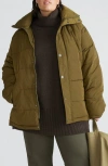 Universal Standard Rainier Short Hooded Puffer Jacket In Custom Fern