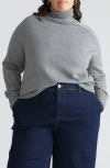 Universal Standard Renee Raglan Sleeve Turtleneck Sweater In Heather Slate