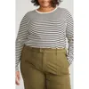 Universal Standard Rex Stripe Long Sleeve T-shirt In White