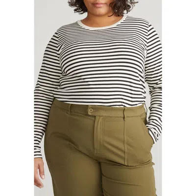 Universal Standard Rex Stripe Long Sleeve T-shirt In White